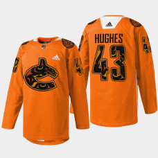 Quinn Hughes Vancouver Canucks 2022 First Nations Night Orange #43 Jersey Every Child Matters