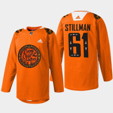 Riley Stillman Vancouver Canucks National Day for Truth and Reconciliation 2022 Orange #61 Jersey Warm Up