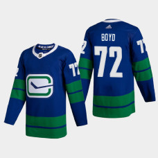 Vancouver Canucks Travis Boyd #72 2021 Alternate Authentic Blue Jersey