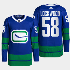 Will Lockwood #58 Vancouver Canucks Blue Jersey 2022 Alternate Primegreen Authentic Pro