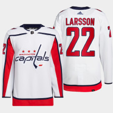 Johan Larsson #22 Washington Capitals White Jersey 2022 Away Primegreen Authentic Pro