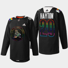 Barrett Hayton Arizona Coyotes Pride Night 2022 Black #29 Jersey HockeyIsForEveryone