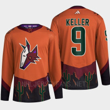 Arizona Coyotes 2022 Reverse Retro 2.0 Clayton Keller Orange Authentic Primegreen Jersey Men's