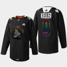 Clayton Keller Arizona Coyotes Pride Night 2022 Black #9 Jersey HockeyIsForEveryone