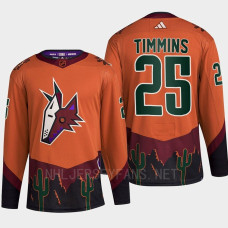 Arizona Coyotes 2022 Reverse Retro 2.0 Conor Timmins Orange Authentic Primegreen Jersey Men's