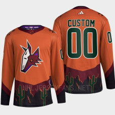 Arizona Coyotes 2022 Reverse Retro 2.0 Custom Orange Authentic Primegreen Jersey Men's