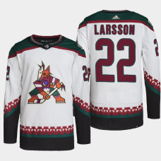 Arizona Coyotes Johan Larsson White Primegreen Authentic Pro Away Jersey 2022