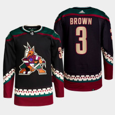 Josh Brown #3 Arizona Coyotes Black Jersey 2022 Primegreen Authentic Home