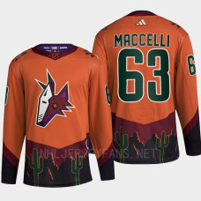 Arizona Coyotes 2022 Reverse Retro 2.0 Matias Maccelli Orange Authentic Primegreen Jersey Men's