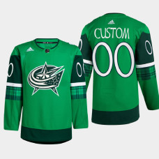 Columbus Blue Jackets St. Patricks Day Green Warm-Up 2022 Jersey Custom