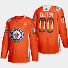 Winnipeg Jets 2022 WASAC Night Orange Indigenous Warmup Jersey Custom