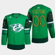 Nashville Predators St. Patricks Day Green Warm-Up 2022 Jersey Custom