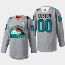 San Jose Sharks Fan Appreciation Gray Teal Togehter 2022 Jersey Custom