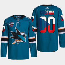 San Jose Sharks 2022 NHL Global Series Teal Czech Republic Challenge Jersey Custom