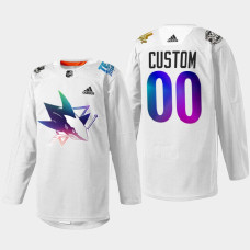 San Jose Sharks Pride Night 2022 White HockeyIsForEveryone Jersey Custom