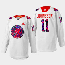 Andreas Johnsson New Jersey Devils Gender Equality Night 2022 White #11 Jersey Warm-up