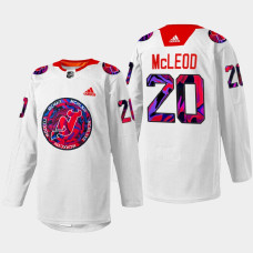 Michael McLeod New Jersey Devils Gender Equality Night 2022 White #20 Jersey Warm-up