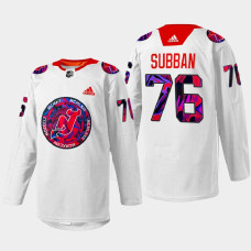 P.K. Subban New Jersey Devils Gender Equality Night 2022 White #76 Jersey Warm-up