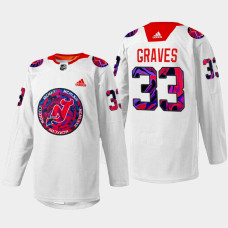 Ryan Graves New Jersey Devils Gender Equality Night 2022 White #33 Jersey Warm-up