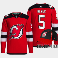 Simon Nemec New Jersey Devils 2022 NHL Draft Red Jersey Authentic Primegreen