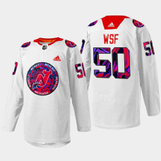 WSF New Jersey Devils Gender Equality Night 2022 White #50 Jersey Warm-up