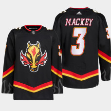 Connor Mackey #3 Calgary Flames Black Jersey 2022-23 Blasty Alternate Primegreen