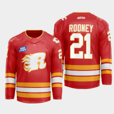 Kevin Rooney Calgary Flames Flames X Rush X CGY Wranglers 2022-23 Red #21 Jersey Warmup