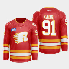 Nazem Kadri Calgary Flames Flames X Rush X CGY Wranglers 2022-23 Red #91 Jersey Warmup