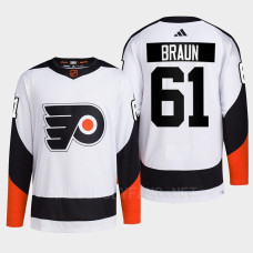 Philadelphia Flyers 2022 Reverse Retro 2.0 Justin Braun White Authentic Primegreen Jersey Men's