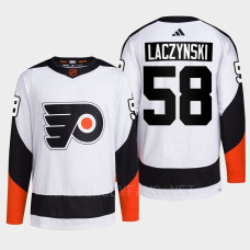 Philadelphia Flyers 2022 Reverse Retro 2.0 Tanner Laczynski White Authentic Primegreen Jersey Men's