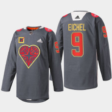 Jack Eichel Vegas Golden Knights DonorAwareness 2022 Black #9 Jersey Warm-Up