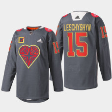 Jake Leschyshyn Vegas Golden Knights DonorAwareness 2022 Black #15 Jersey Warm-Up