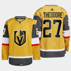 Shea Theodore #27 Vegas Golden Knights Gold Jersey Home Authentic With 2023 Stanley Cup Patch