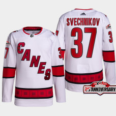 Andrei Svechnikov #37 Carolina Hurricanes White Jersey 2022-23 Authentic Away 25th Anniversary