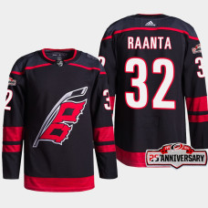 Carolina Hurricanes Antti Raanta Black 25th Anniversary Authentic Home Jersey 2022-23