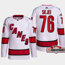 Brady Skjei #76 Carolina Hurricanes White Jersey 2022-23 Authentic Away 25th Anniversary