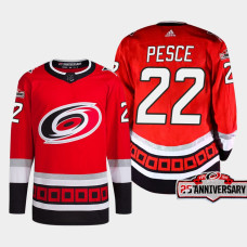 Brett Pesce #22 Carolina Hurricanes Red Jersey 2022-23 Third 25th Anniversary