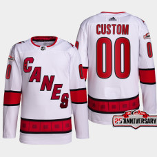 Custom #00 Carolina Hurricanes White Jersey 2022-23 Authentic Away 25th Anniversary