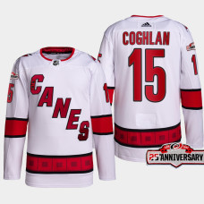 Dylan Coghlan #15 Carolina Hurricanes White Jersey 2022-23 Authentic Away 25th Anniversary