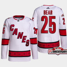 Ethan Bear #25 Carolina Hurricanes White Jersey 2022-23 Authentic Away 25th Anniversary