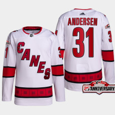 Frederik Andersen #31 Carolina Hurricanes White Jersey 2022-23 Authentic Away 25th Anniversary