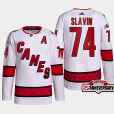 Jaccob Slavin #74 Carolina Hurricanes White Jersey 2022-23 Authentic Away 25th Anniversary