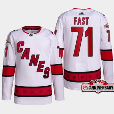 Jesper Fast #71 Carolina Hurricanes White Jersey 2022-23 Authentic Away 25th Anniversary