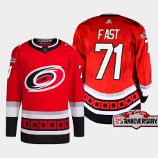 Jesper Fast #71 Carolina Hurricanes Red Jersey 2022-23 Third 25th Anniversary