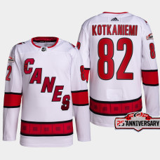 Jesperi Kotkaniemi #82 Carolina Hurricanes White Jersey 2022-23 Authentic Away 25th Anniversary