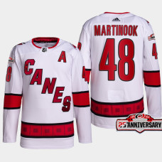 Jordan Martinook #48 Carolina Hurricanes White Jersey 2022-23 Authentic Away 25th Anniversary