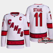 Jordan Staal #11 Carolina Hurricanes White Jersey 2022-23 Authentic Away 25th Anniversary