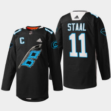 Jordan Staal Carolina Hurricanes Panthers Night 2022 Black #11 Jersey Warm-up sweater