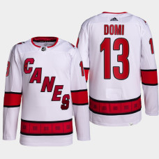 Carolina Hurricanes Max Domi White Primegreen Authentic Pro Away Jersey 2022