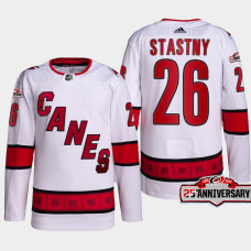 Paul Stastny #26 Carolina Hurricanes White Jersey 2022-23 Authentic Away 25th Anniversary